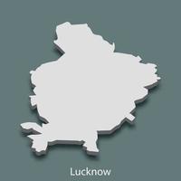 3d isometric map of Lucknow is a city of India vector