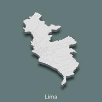 Mapa isométrico 3d de lima es una ciudad de perú. vector