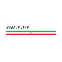 Made in Iran, badge or label with flag isolated vector