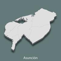 3d isometric map of Asuncion is a city of Paraguay vector