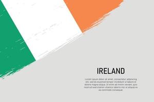 Fondo de trazo de pincel de estilo grunge con bandera de irlanda vector