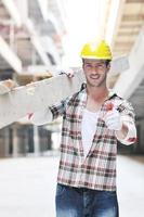 hard worker on construction site photo