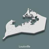 3d isometric map of Louisville is a city of United States vector