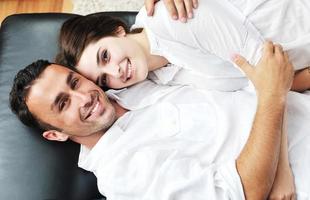 happy young couple relax at home photo