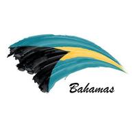 Watercolor painting flag of Bahamas. Brush stroke illustration vector