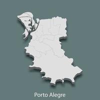 3d isometric map of Porto Alegre is a city of Brazil vector