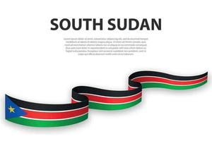 Waving ribbon or banner with flag of South Sudan vector