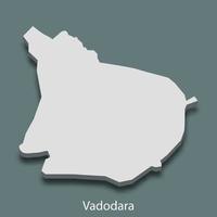 3d isometric map of Vadodara is a city of India vector