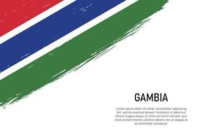 Grunge styled brush stroke background with flag of Gambia vector