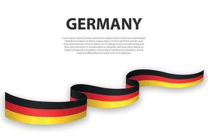 Waving ribbon or banner with flag of Germany. vector