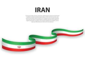 Waving ribbon or banner with flag of Iran vector