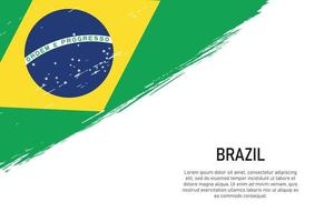 Fondo de trazo de pincel de estilo grunge con bandera de Brasil vector