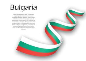 Waving ribbon or banner with flag of Bulgaria vector