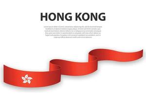 Waving ribbon or banner with flag of Hong Kong vector