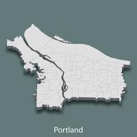 3d isometric map of Portland is a city of United States vector