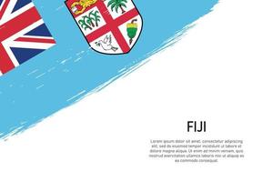 Fondo de trazo de pincel de estilo grunge con bandera de Fiji vector