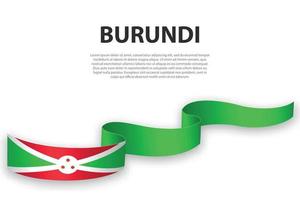 Waving ribbon or banner with flag of Burundi. vector