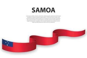 Waving ribbon or banner with flag of Samoa vector