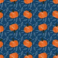Seamless pattern of pumpkins and leaves. Decorative patterns for children's clothing or printed on fabrics. Wrapping paper. vector