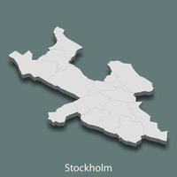 3d isometric map of Stockholm is a city of Sweden vector