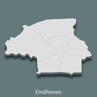 El mapa isométrico 3d de eindhoven es una ciudad de países bajos vector