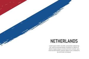 Grunge styled brush stroke background with flag of Netherlands vector