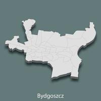 El mapa isométrico 3d de bydgoszcz es una ciudad de polonia vector