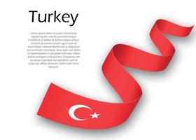 Waving ribbon or banner with flag of Turkey vector