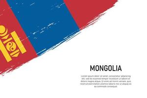 Grunge styled brush stroke background with flag of Mongolia vector