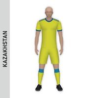 3D realistic soccer player mockup. Kazakhstan Football Team Kit vector