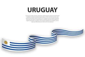 Waving ribbon or banner with flag of Uruguay vector