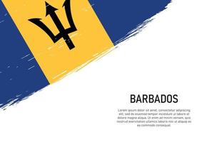 Fondo de trazo de pincel de estilo grunge con bandera de barbados vector