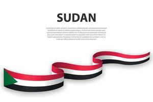 Waving ribbon or banner with flag of Sudan vector