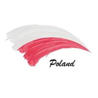 Watercolor painting flag of Poland. Brush stroke illustration vector