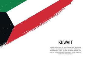 Grunge styled brush stroke background with flag of Kuwait vector