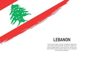 Fondo de trazo de pincel de estilo grunge con bandera de Líbano vector