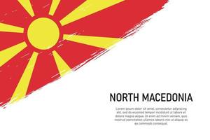 fondo de trazo de pincel de estilo grunge con bandera de macedonia del norte vector