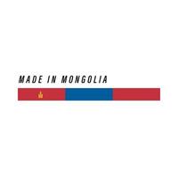 Made in Mongolia, badge or label with flag isolated vector