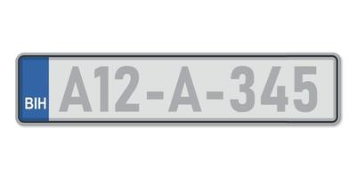 Car number plate. Vehicle registration license of Bosnia vector