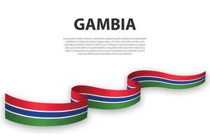 Waving ribbon or banner with flag of Gambia vector