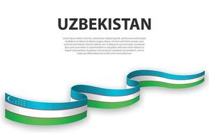 Waving ribbon or banner with flag of Uzbekistan vector