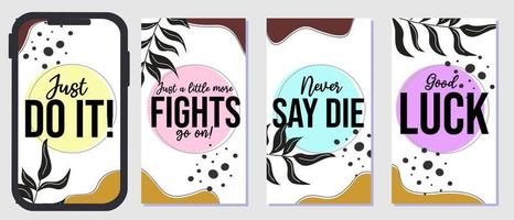 motivational quote design for social media story posts. aesthetic background with hand drawn flowers vector