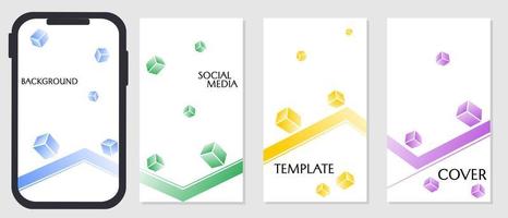 plantillas de historias de redes sociales. diseño minimalista con elementos de cubo. diseño de portada editable vector