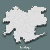 Mapa isométrico 3d de santiago es una ciudad de chile vector