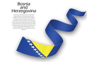 Waving ribbon or banner with flag of Bosnia and Herzegovina vector