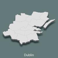 El mapa isométrico 3d de dublín es una ciudad de irlanda vector