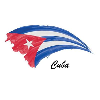 Watercolor painting flag of Cuba. Brush stroke illustration