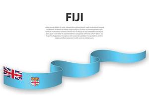 Waving ribbon or banner with flag of Fiji vector