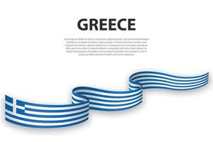 Waving ribbon or banner with flag of Greece. vector