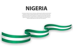 Waving ribbon or banner with flag of Nigeria vector